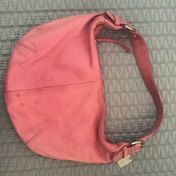 Hot Pink Leather Coach Shoulder Purse - Picture 3 of 8